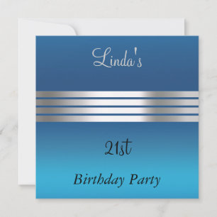 Bleu 21e anniversaire fêté Invitation