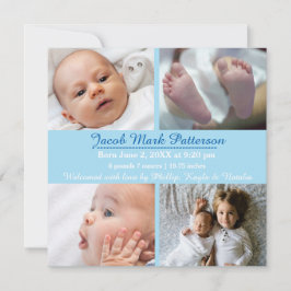 Bleu 4 photos - Faire-part de naissance