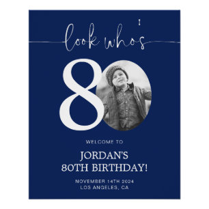 Bleu 80e Affiche de bienvenue d'anniversaire   Reg