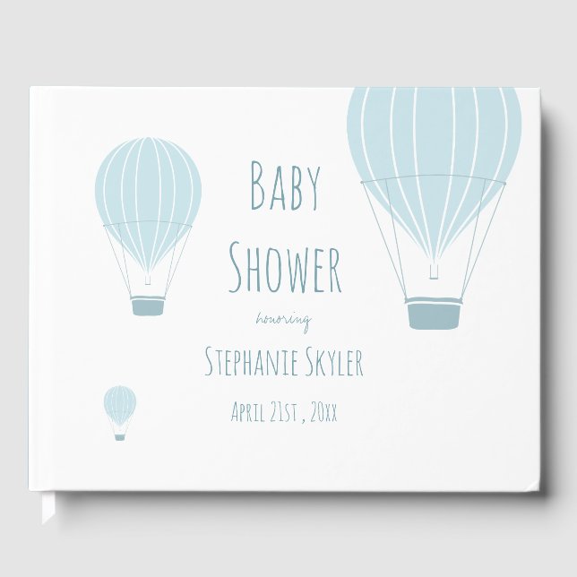 Bleu à air chaud | Baby shower Livre d'invité (Recto)