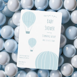 Bleu à air chaud   Invitation Baby shower