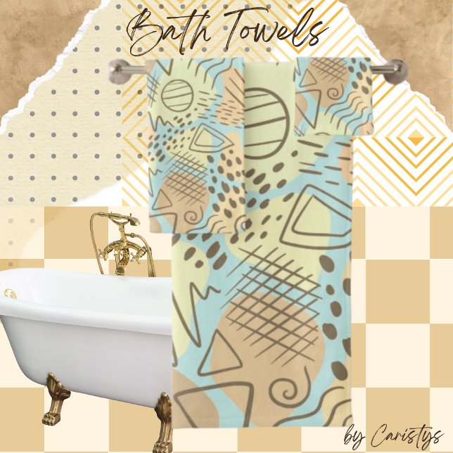 Bleu Abstrait contemporain, Jaune, Melon, Brown (Créateur téléchargé)