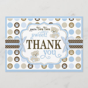 Bleu adorable de carte de remerciements de