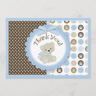 Bleu adorable de carte de remerciements d'ours de