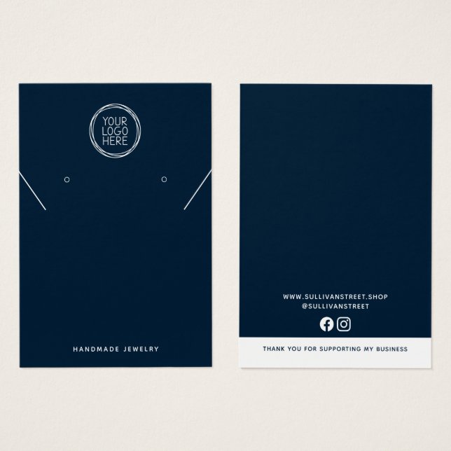 Bleu Ajouter Votre Logo Collier Boucles d'oreilles (Devant & derrière)