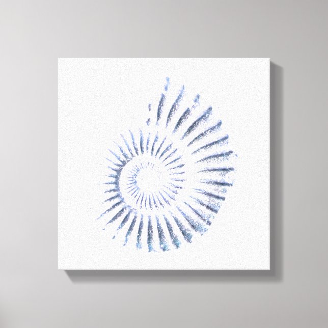 Bleu ammonite sur toile étirée blanche Impression (Recto)