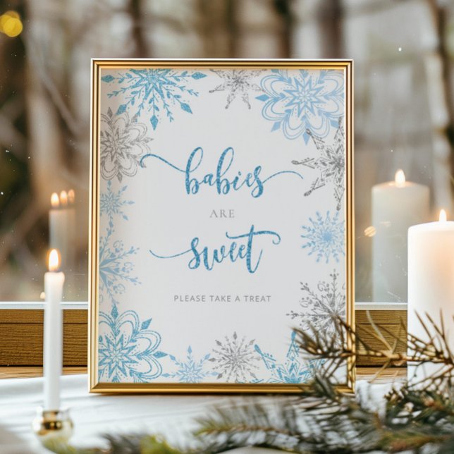 Bleu argent flocons de neige Baby are sweet Poster (Créateur téléchargé)