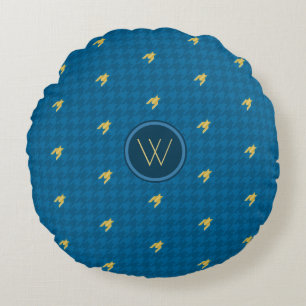 Bleu avec Coussin rond Accent or