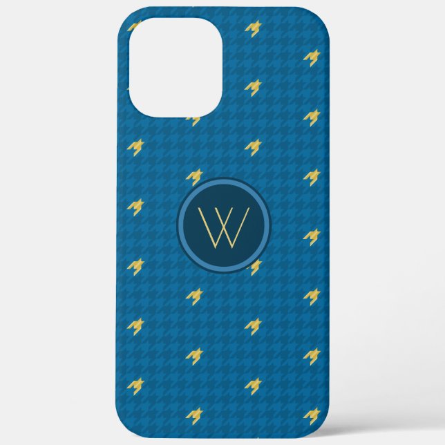 Bleu avec or Accent Houndstooth Coque-Mate Coque (Verso)