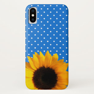 Bleu avec Pois et tournesol iPhone X Coque