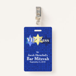 Bleu avec Stars Bar Mitzvah VIP Party Badge