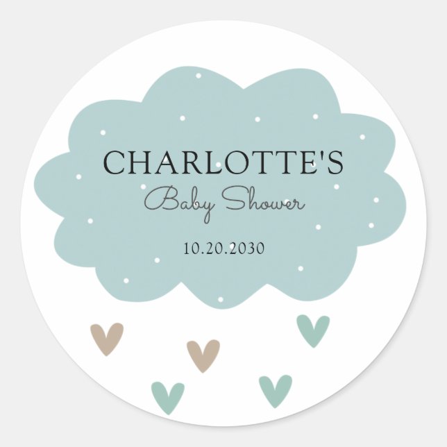 Bleu Baby shower Pluie Cloud Sticker (Devant)