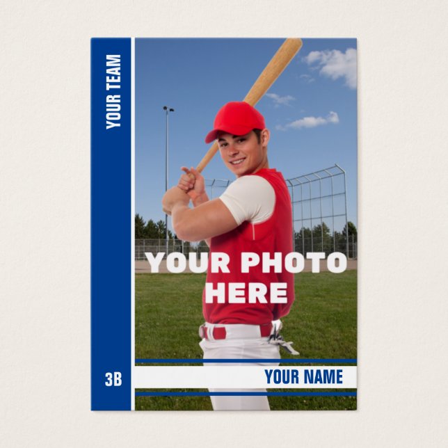 Bleu Bande Baseball - Statistiques Personnalisées (Devant)
