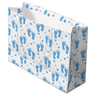 Bleu bébé pieds motif grand sac cadeau