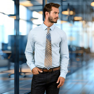 Bleu beige Abstrait points en verre Cravate Motif