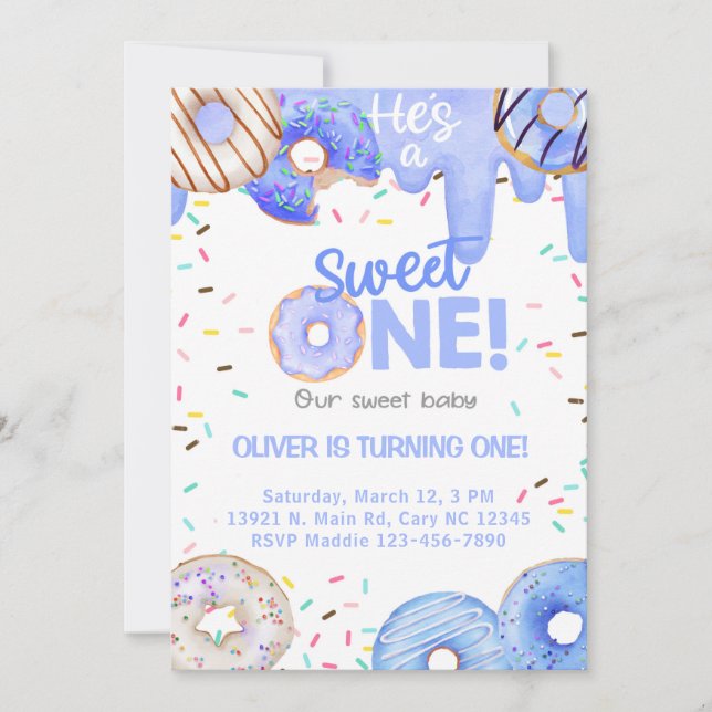 Bleu beignets, c'est un gentil invitation d'annive (Devant)