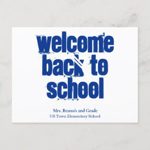 Bleu Bienvenue Retour à l'école Carte postale