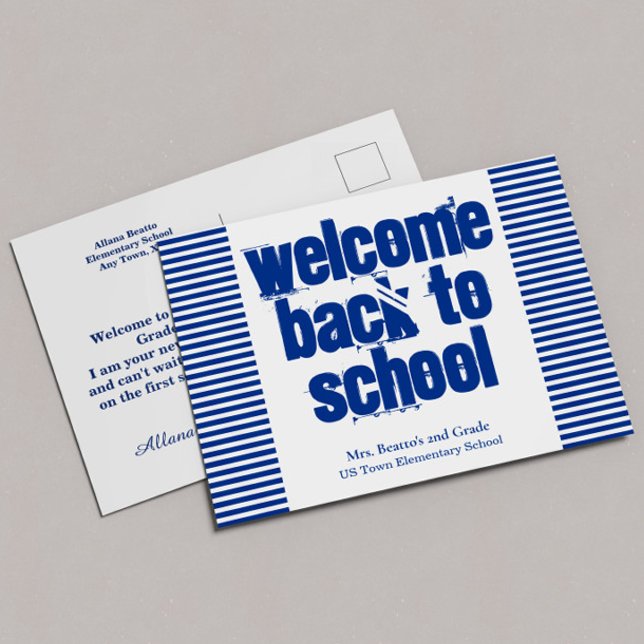 Bleu Bienvenue Retour à l'école Carte postale (Créateur téléchargé)