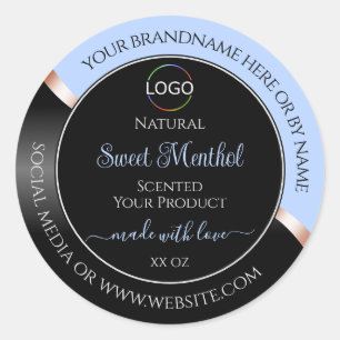 Bleu Black Wavy Rose Gold avec Logo Étiquettes de