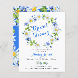 Bleu Blanc Bleu Fleur Douche nuptiale Invitation