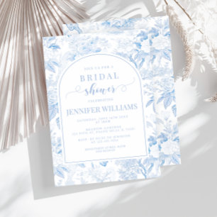 Bleu blanc Chinoiserie nuptiale douche Invitation