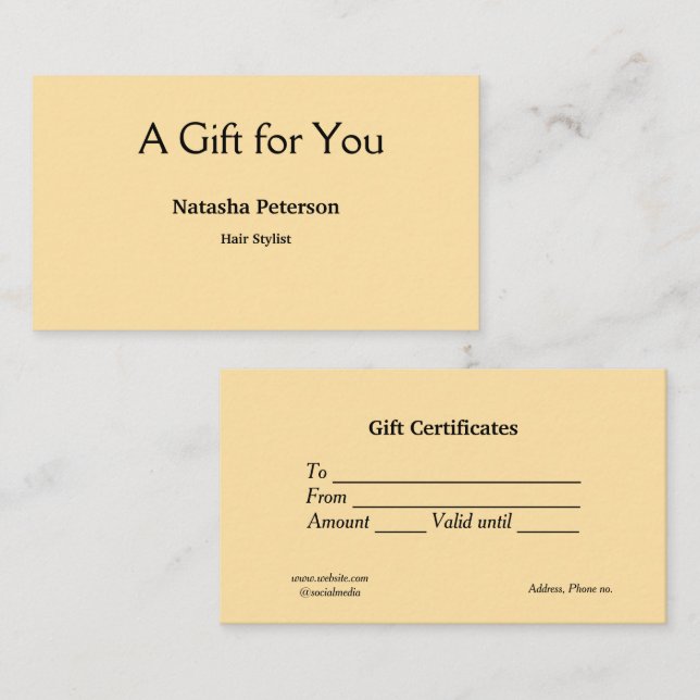 bleu blanc classique certificat cadeau cert (Devant / Derrière)