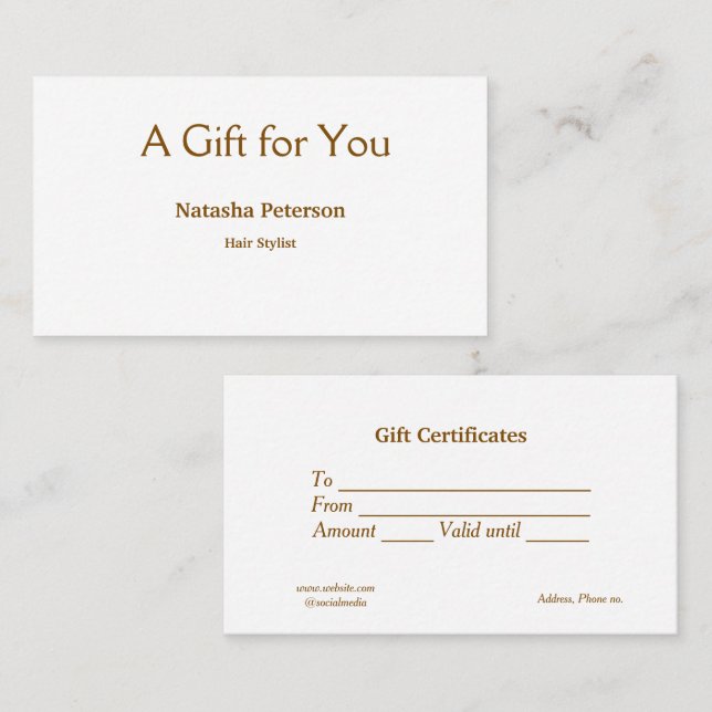 bleu blanc classique certificat cadeau cert (Devant / Derrière)