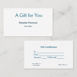bleu blanc classique certificat cadeau cert