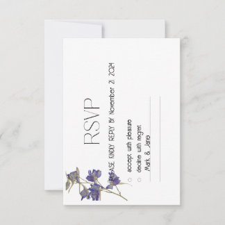 Bleu blanc Élégant Mariage floral délicieux RSVP