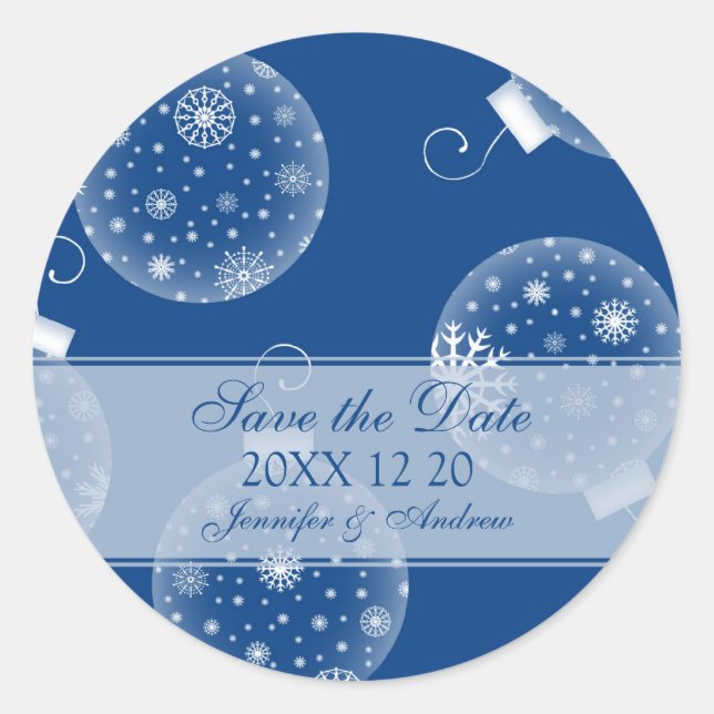Bleu blanc Enregistrer la date Stickers Mariage d' (Devant)