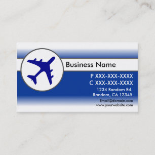 Bleu blanc fade avion personnalisé cartes de visit