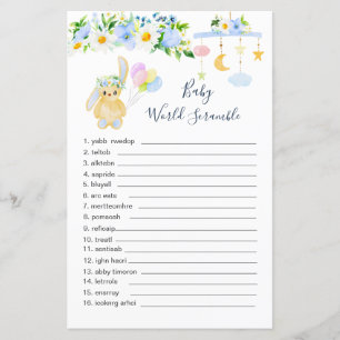 Bleu Blanc Floral Bébé Mot Bleu Feuille papier