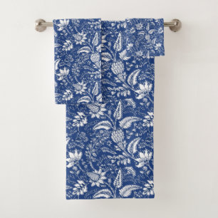 Bleu blanc motif floral avec élément Paisley