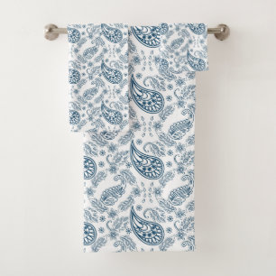 bleu blanc Pays paisley motif Serviette de bain en
