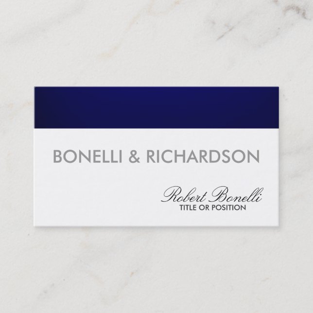 Bleu Blanc Plaine Carte de visite moderne (Devant)