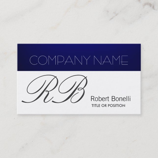 Bleu Blanc Plaine Carte de visite moderne (Devant)