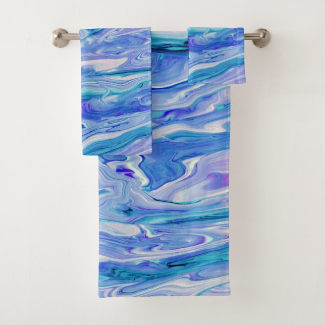 Bleu Blanc rose Turquoise Lilac Marbre Agate Abstr (En situation)