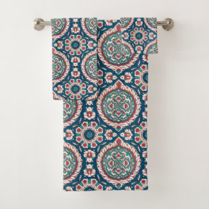 Bleu blanc rouge Turquoise Oriental Azulejo Motif