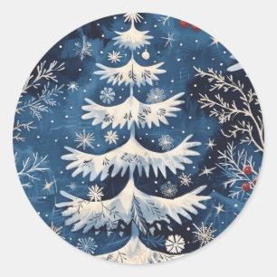 Bleu blanc sapin de Noël Sticker de vacances