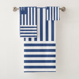 Bleu Blanc Stripes Salle de bain Maison Cadeau