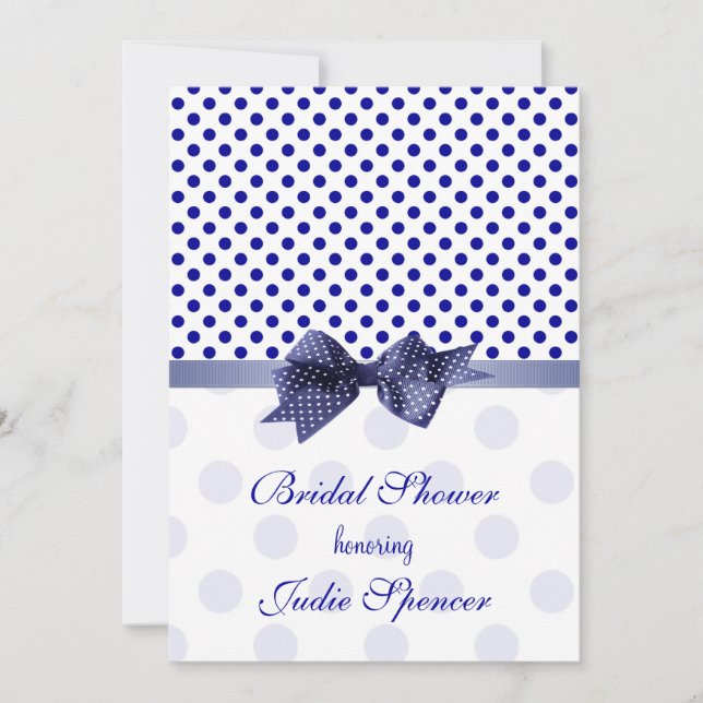 Bleu bleu polka point douche nuptiale Invitation (Devant)