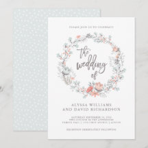 Bleu Boho Faire-part de mariage botanique