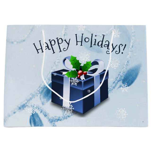 Bleu boîte cadeau de Noël Sac cadeau (Devant)