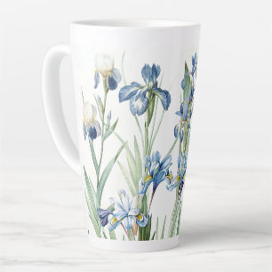 Bleu botanique Iris Fleurs Redoute Latte Mug