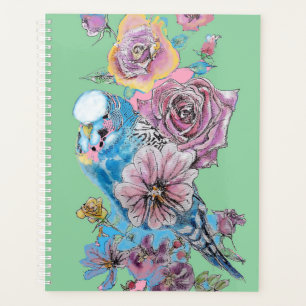 Bleu bougie Rose Aquarelle vert ornithologue