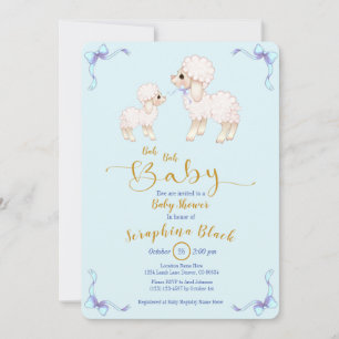 Bleu Boy Lamb Baby shower Invitation