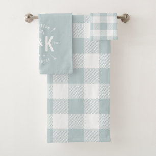Bleu Buffalo Check et fermier Arrow Monogramme
