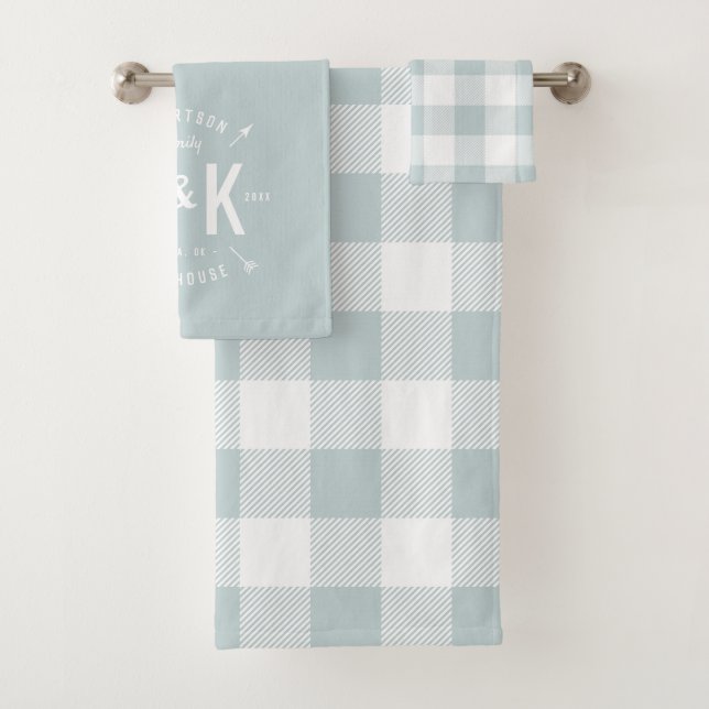 Bleu Buffalo Check et fermier Arrow Monogramme (En situation)