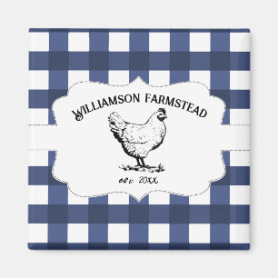 Bleu Buffalo Plaid Agro Poulet Aimant