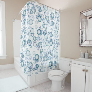 Bleu bulles rideau de douche